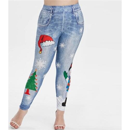 Women Workout Leggins Fashion Sexy Elastic High Waist Push Up Pants Christmas Legging Digital Print Stretch Fitness Pencil Pants