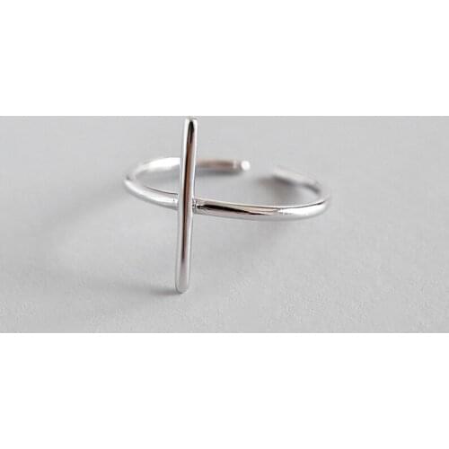 VERY THIN Authentic S925 Sterling Silver FINE Jewelry Cross Religion Round Band Rings adjust J507