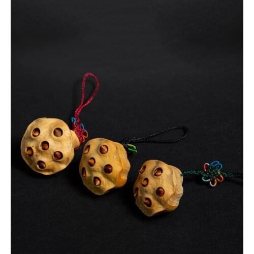 1pcs Lotus seed auspicious lucky handmade DIY solid wood flower statue carving crafts wooden craft gift creative pendant