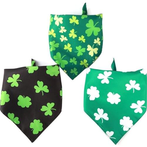 12 Pcs St. Patricks Day Dog Bandanas Handkerchief Pet Lucky Shamrock Reversible Triangle Bibs Scarf For Dogs Cats Wholesale X2