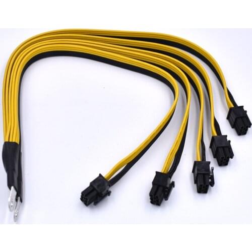 2pcs Miner Bitcoin Litecoin S7 S9 S11 power supply to 5* PCI-E 6pin GPU Graphics Card Splitter Power Cable