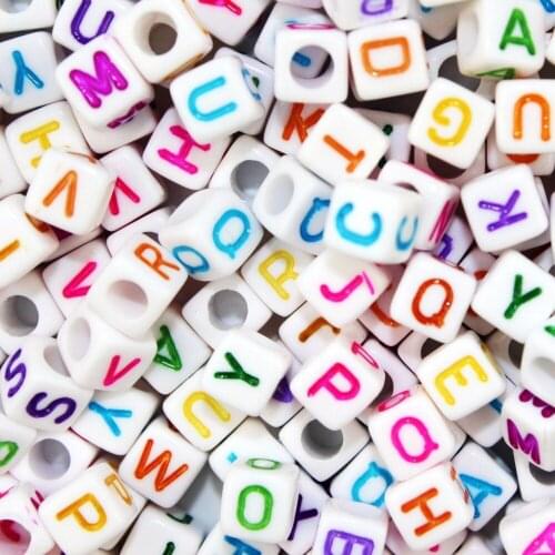 200Pcs/lot Mix 26 Letter Beads 6mm 8mm Acrylic Square Alphabet Beads For DIY Jewelry Making Accessories Bracelet Craft Material