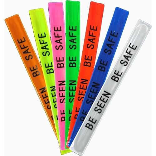 30cm Reflective slap band pvc wristband bracelet''BE SEEN BE SAFE'' Leg Strap for running bicycle riding road safety visibility