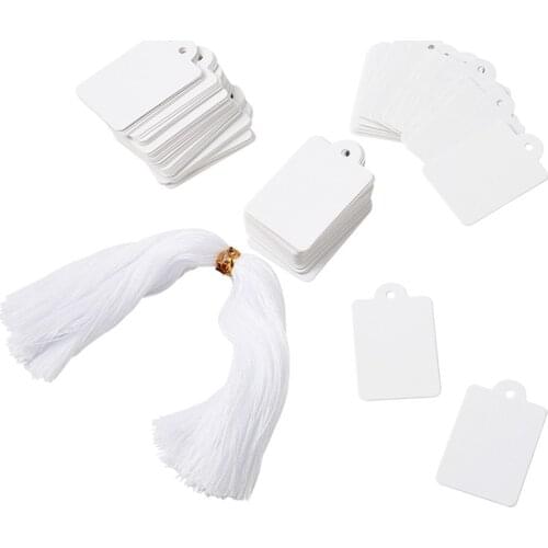 500pcs/bag Rectangular Blank Paper Price Tags Label Card with 18cm Cotton Cord String for Jewelry Display 45x28mm