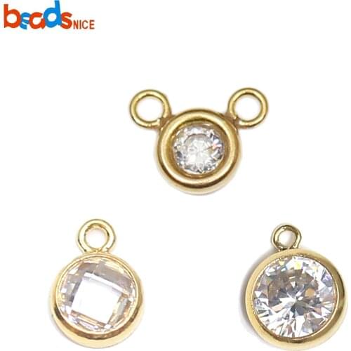 Beadsnice Dainty Tiny Delicate Round CZ Charm Gold Filled Pendant Charm for Necklace Earring Jewelry Making ID40059