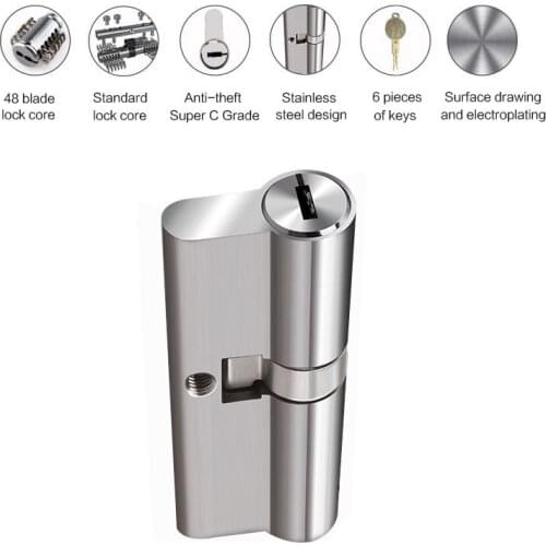 65mm-110mm Door Cylinder Lock with 8 keys Anti-theft Door Lock C Grade Copper Locking Cylinder Security Lock Core Cylinders Key