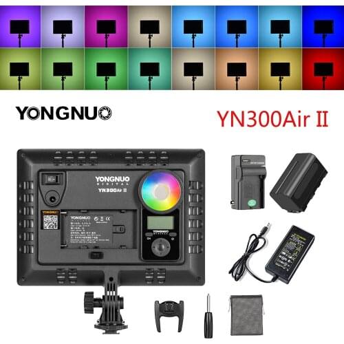 YONGNUO YN300AIR II RGB LED Camera Video Light,Optional Battery with Charger Kit Photography Light + AC adapter