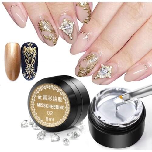 8ML Metal Effect Pulling Wire Painting Nail Gel UV LED Draw Painting Nail Art Color Gel Polish Manicure Long Lasting Gel Vernish