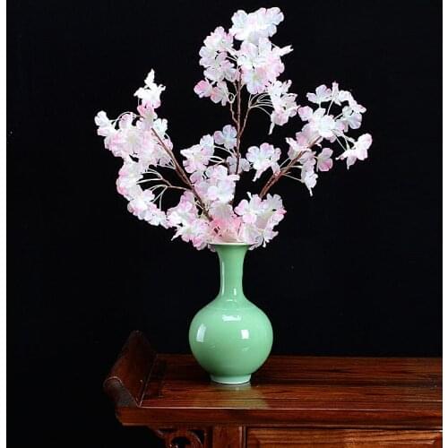 Jingdezhen ceramic vase handmade bean celadon porcelain auspicious porcelain ornaments Chinese home decorations flower vase