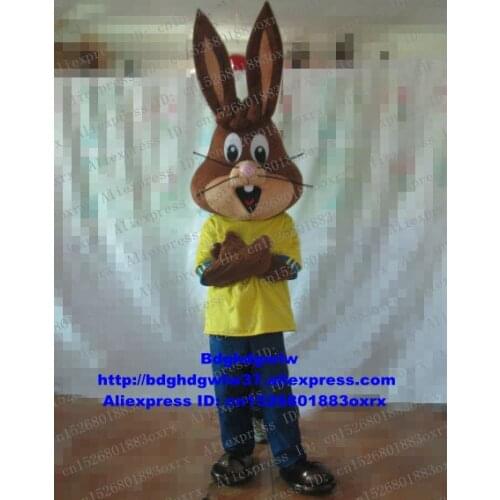 Brown Yellow Easter Bunny Osterhase Rabbit Hare Mascot Costume Cartoon Character Holiday Gifts Organize An Activity zx1846
