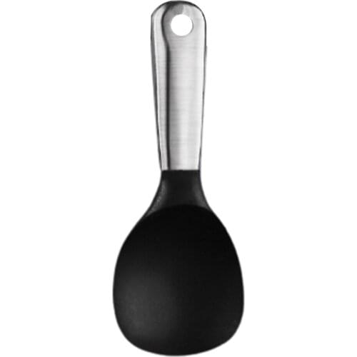 Spoons Cooking Tools Long-handled With Hanging Hole Kitchen Accessories Black Stainless Steel Silica Gel Dinner Scoops