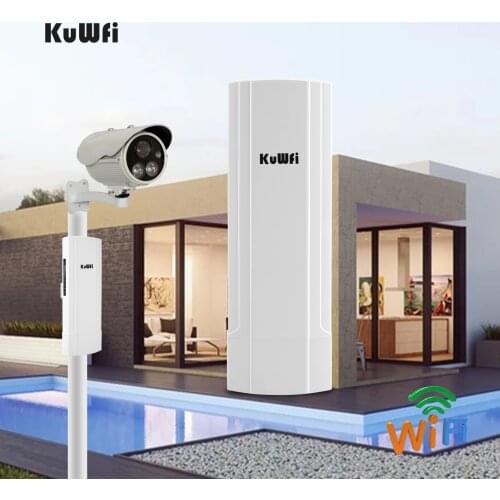 KuWFi 867Mbps 5G Outdoor CPE Router PTP 3.5KM Range WiFi Access Point Wireless Bridge Extender High Power Repeater for IP Camera
