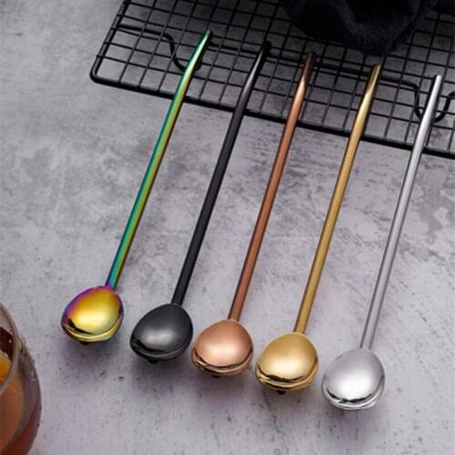 Multicolor Stainless Steel Long Metal Drinking Straw Spoon 266mm Reusable Tea Coffee Bar Kitchen Party Drink Straws Accessories