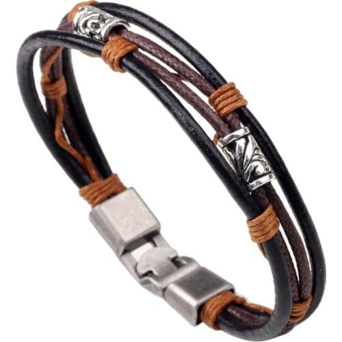The charm multi-layer leather bracelet is suitable for fashionable women to weave ropeFashion casual leather bracelet