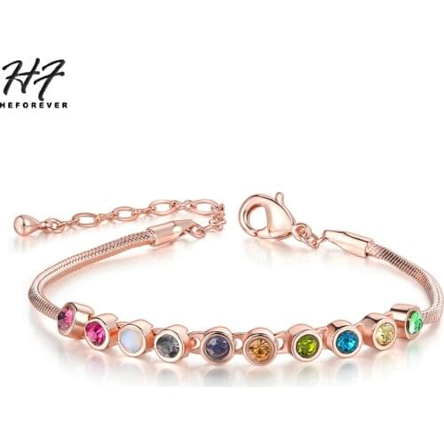 Trendy Multicolour Exquisite bracelets for Women Rose Gold Color bangle Elements Austrian Crystals Xmas Gift H013 H011 H012