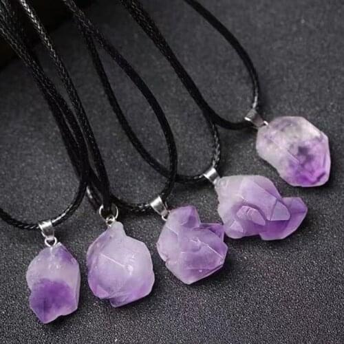 Natural Amethysts pendant health lucky irregular shape Stone crystal Necklace jewelry pendant Jewelry Party Gift