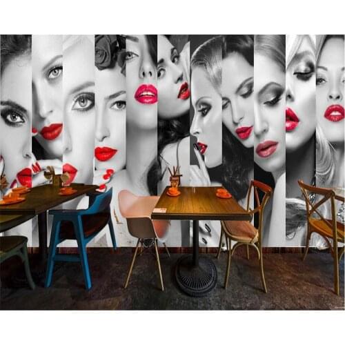 Beibehang Customize any size wallpaper murals Fashion red lips beauty clothing store background wall 3d wallpaper papel tapiz