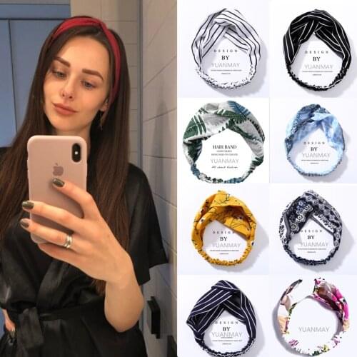 Set combination summer Women Turban Cross Knot Headband Hair Bands Girl For Girls Elastic Band Soft Solid Bezel Hair Accessories
