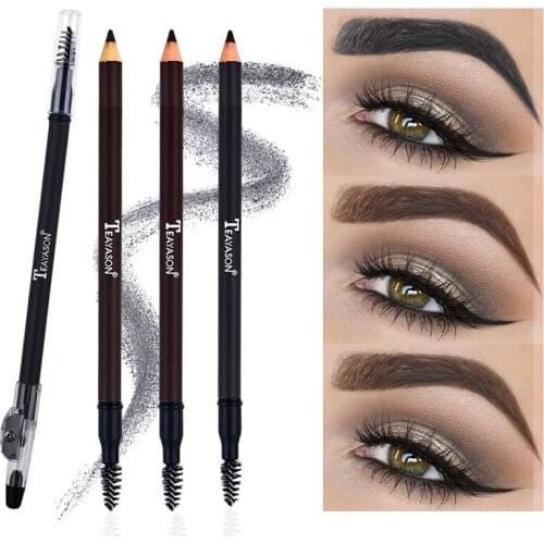 Easy To Color Durable Eyebrow Pencil Natural Long Lasting Tint Waterproof Microblading Wooden Eyebrow Pen With Sharpener