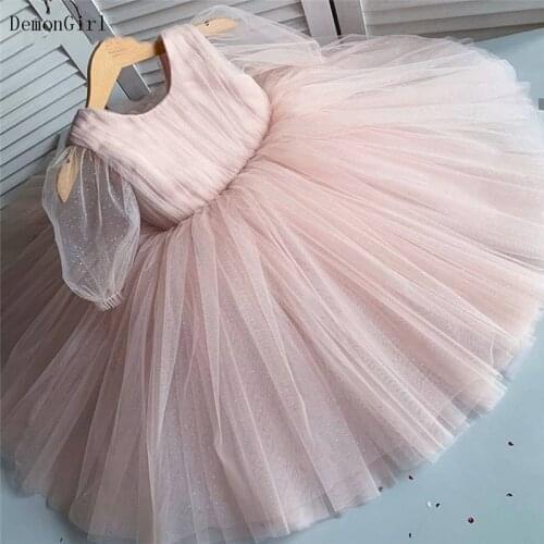Puffy Tulle Flower Girl Dress Princess Birthday Party Dress Knee Length Infant New Year Party Dress