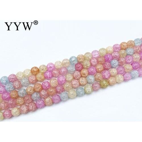 Crackle Candy Quartz Beads 4mm 6mm 8mm 10mm 12mm Round Gem stone Glass Beads Full Strand 15.5 inch Wholesale Multicolor