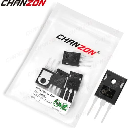 5pcs TIP35C TO-247 NPN Power Amplifier Transistor Bipolar Junction BJT Powerful Triode Tube Fets 25A 100V Integrated Circuits