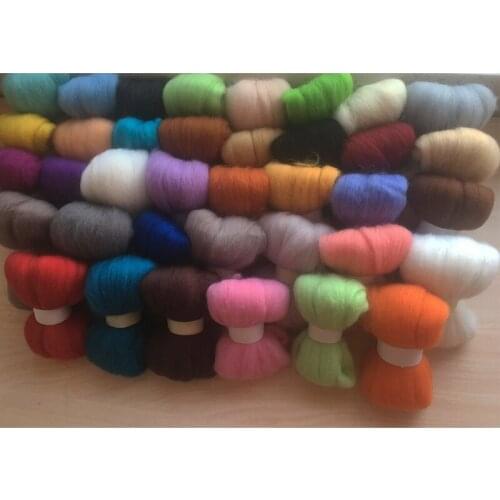 Needle felting wool roving 66s wool felt wool fiber 37 colors 5g/color free shipping