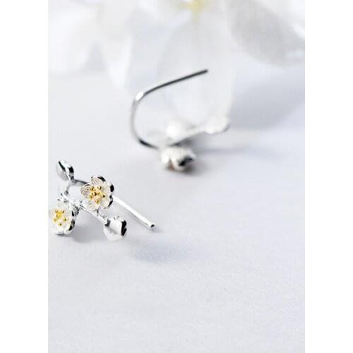 MloveAcc real 925 Sterling Silver Plum Blossom Women Stud Earrings Fashion Costume Jewelry for Party Holiday