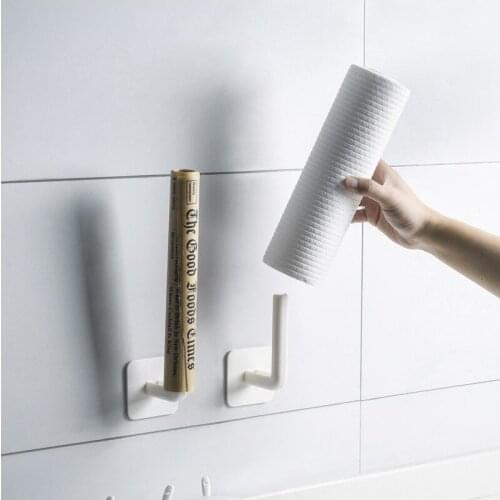 1pieceof kitchen and bathroom seamless sticker storage rack multifunctional household wall hook free of perforation and drainage