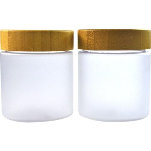 10PCS 250g 250ml Matt Frosted PET Cream Bottle Jars With bamboo Lid bamboo Cap Bamboo Plastic Cosmetic Container Candy Jars