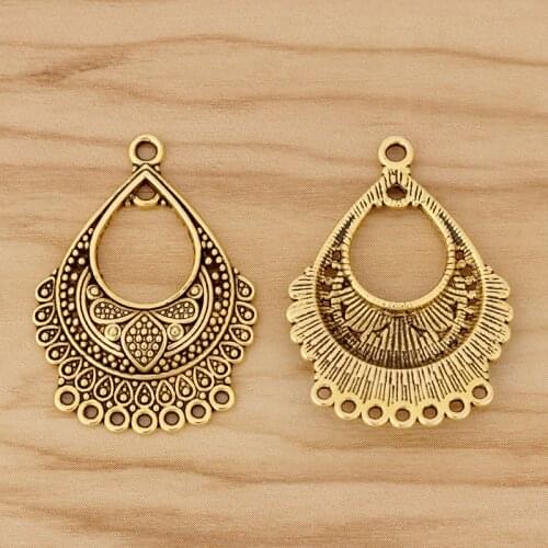 10 Pieces Antique Gold Boho Chandelier Connector Charms Pendants for Earrings Jewellery Making Accessories