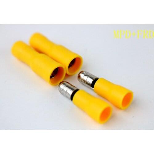 100PCS Bullet Shaped Female Male Insulating Joint Wire Connector Electrical Crimp Terminal FRD+MPD Yellow