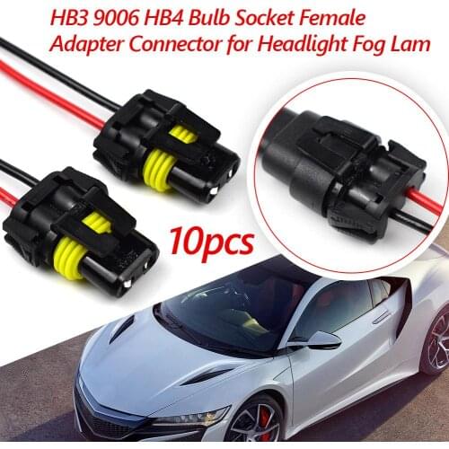 10x 9005 HB3 9006 HB4 Bulb Sockets Female Adapter Connector for Headlight Fog Conveninently and Simple Installation