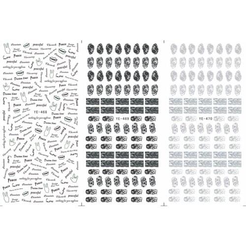 3 PACK/ LOT WATER TRANSFER DECAL NAIL ART NAIL STICKER VICTORY MUSIC SIGN LACE COBWEB YE468-470
