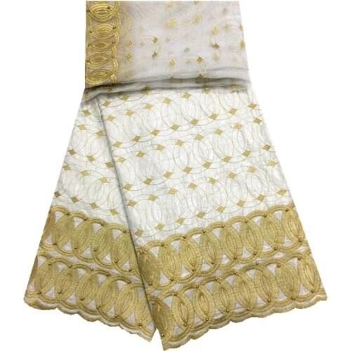 African Lace Fabric Guinea Bazin Riche Fabric Set With 2 Yards French Net Lace For Blouse 2018 Latest Bazin Riche Getzner F1032