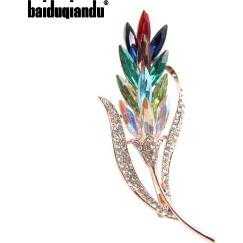 Baiduqiandu Brand Assorted Colors Crystal Rhinestones Wheat Brooch Pins for Womens Fashion Coat Dress Corsage Jewelry