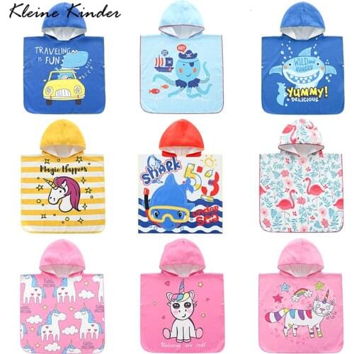 Microfiber Hooded Bath Towel Poncho Children Unicorn Mermaid Kids Bathrobe Beach Towels Swim Robe Absorbent Sports Pool Towel