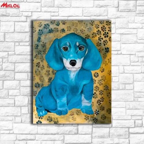 Large Wall Art Blue Big eared Dog Canvas Painting For Living Room Home Decoration Oil Painting On Canvas Wall Painting Unframed