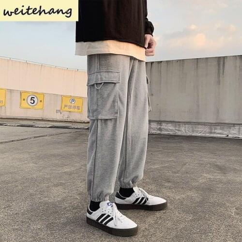 New Mens Big Pocket Cargo Harem Pants Casual Trousers Male Hip Hop Men Jogger Sweatpants Fashion Streetwear Long Pants 359