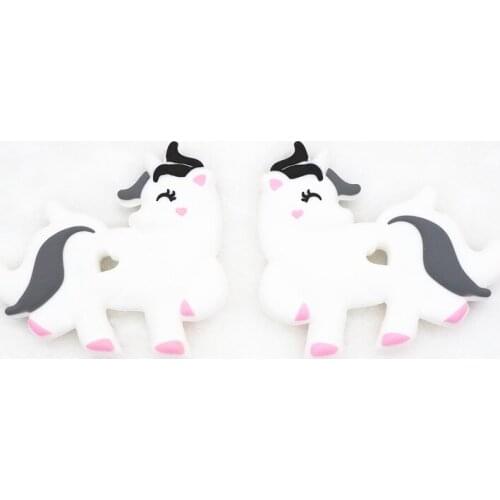 Chenkai 50PCS BPA Free Silicone Unicorn Teether DIY Baby Shower Cartoon Animal Pacifier Dummy Teether Sensory Toy Accessories