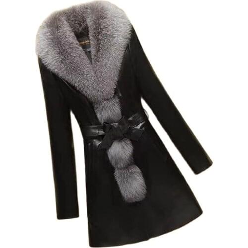 LBP-BAIPING Women's Leather Jackets With Fur