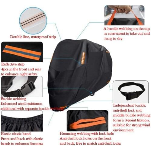 M-4XL Anti-Dust Sunscreen Motorcycle Cover 210D Waterproof Silver Coated Polyester Cloth Motorbike Scooter Protection Case