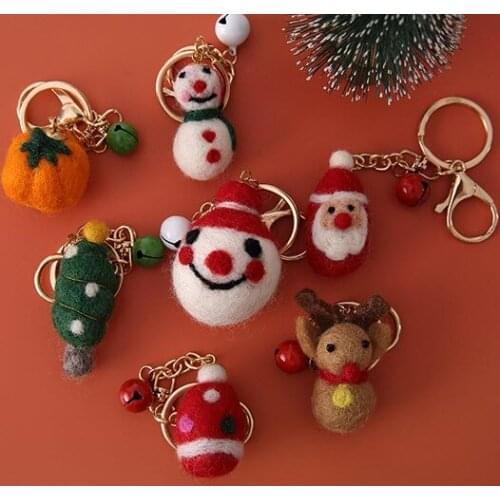 Cartoon snow man toy keychain plush toys for Christmas cartoon santa claus keychain decoration 7pcs/lot