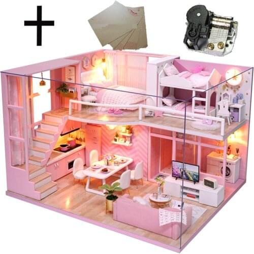 Diy DollHouse Miniature Wooden Doll House With DIY Furniture Fidget Toys For Kids Children Birthday Christmas Gift