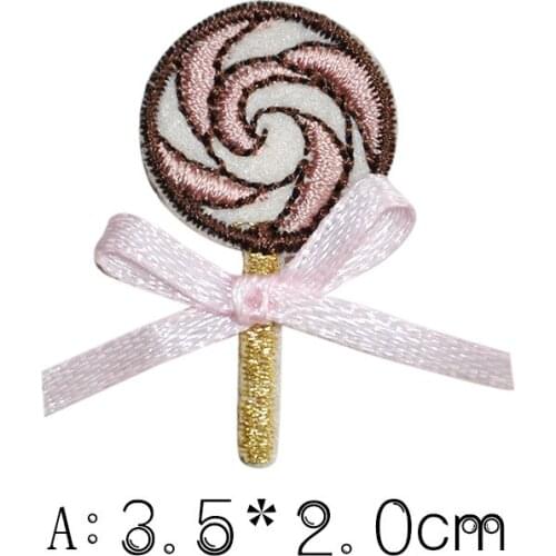 Cartoon Bow Lollipop Patch Iron On Embroidery Girls Clothes Stickers DIY Jeans Bags Hat Shoe Dress Shirts Appliques Sewing Badge