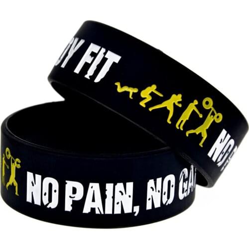 New Design Punk Everybody Fit NO PAIN NO GAIN Silicone Bracelet For Men Fashion Outdoor Basketball Wristband Friendship Gift