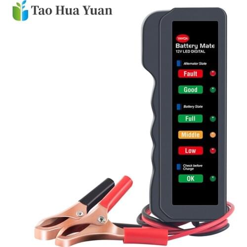 New Mini Portable 12V Car Battery Tester Digital Alternator Tester 6 LED Lights Display Car Diagnostic Tool Auto Battery Tester