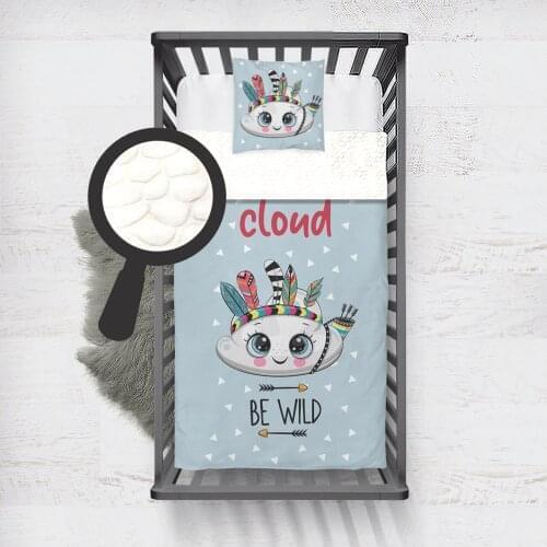 Kids Minky Blanket Super Soft and Warm Baby Blankets Children for Couch and Bed Light Blue Wild Cloud Model 146