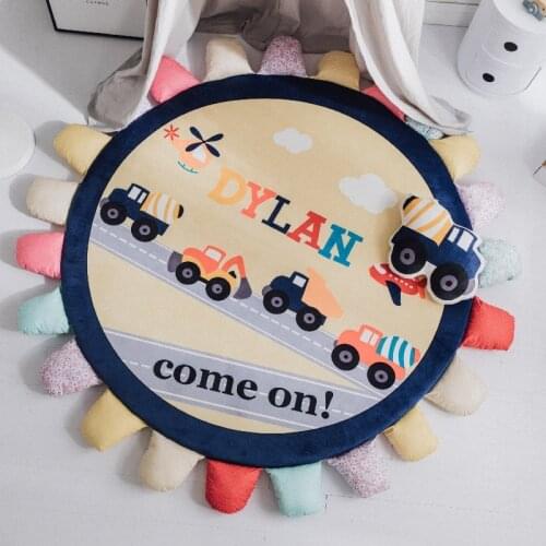 Dropshipping Round Removable Washable Sunflower Cartoon baby play game Floor Mat Camping picnic carpet