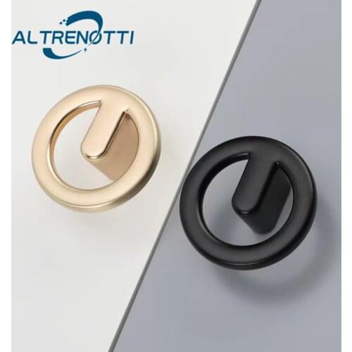 Wardrobe Furniture Handle Gold Black Zinc Alloy Ring Door Pull Modern Simple Cabinet Kitchen Cupboard Drawer Knob Home Hardware